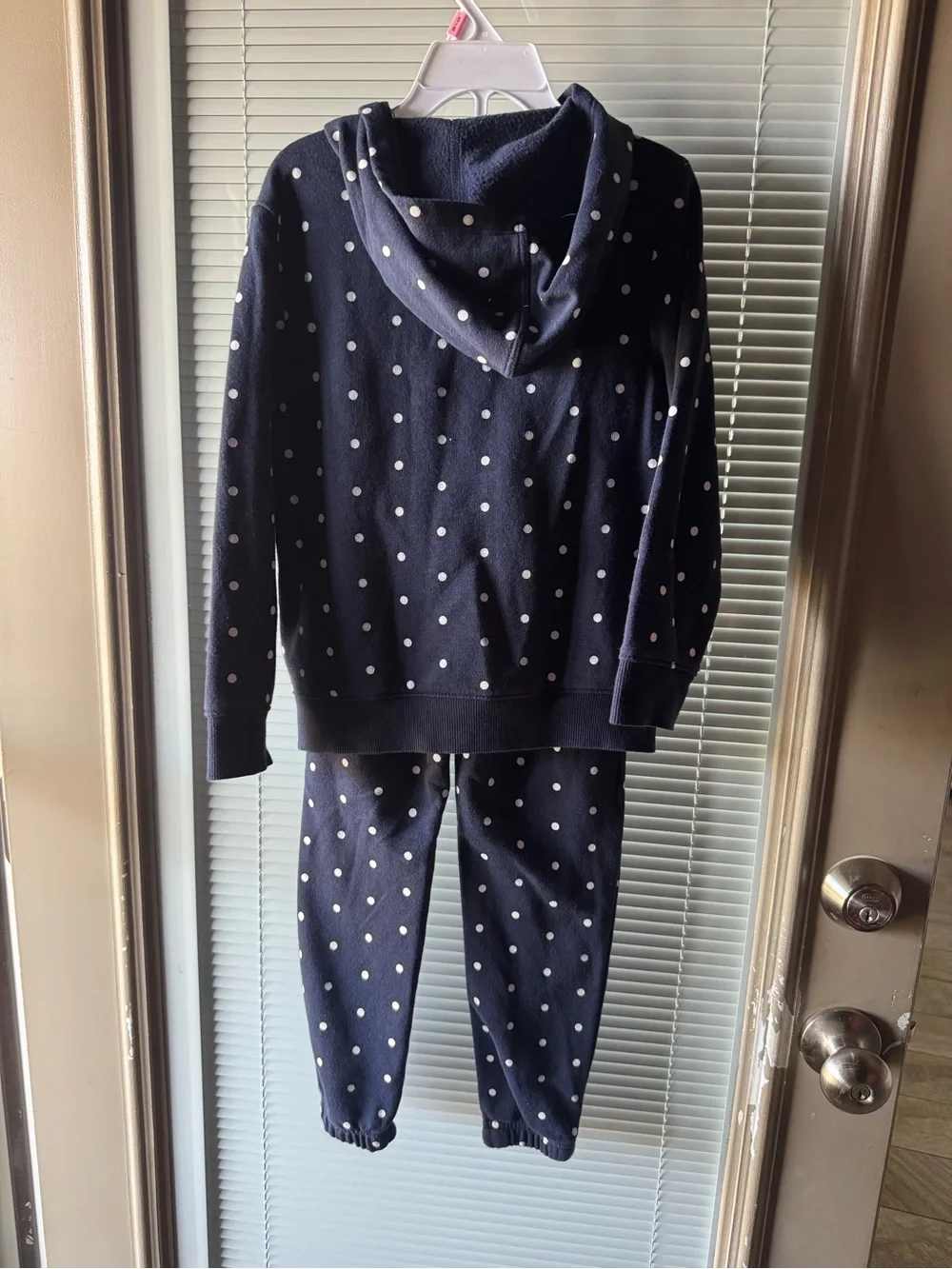 Old Navy Girls Navy White Polka Dot Fleece Hoodie Jogger Set Size 5T